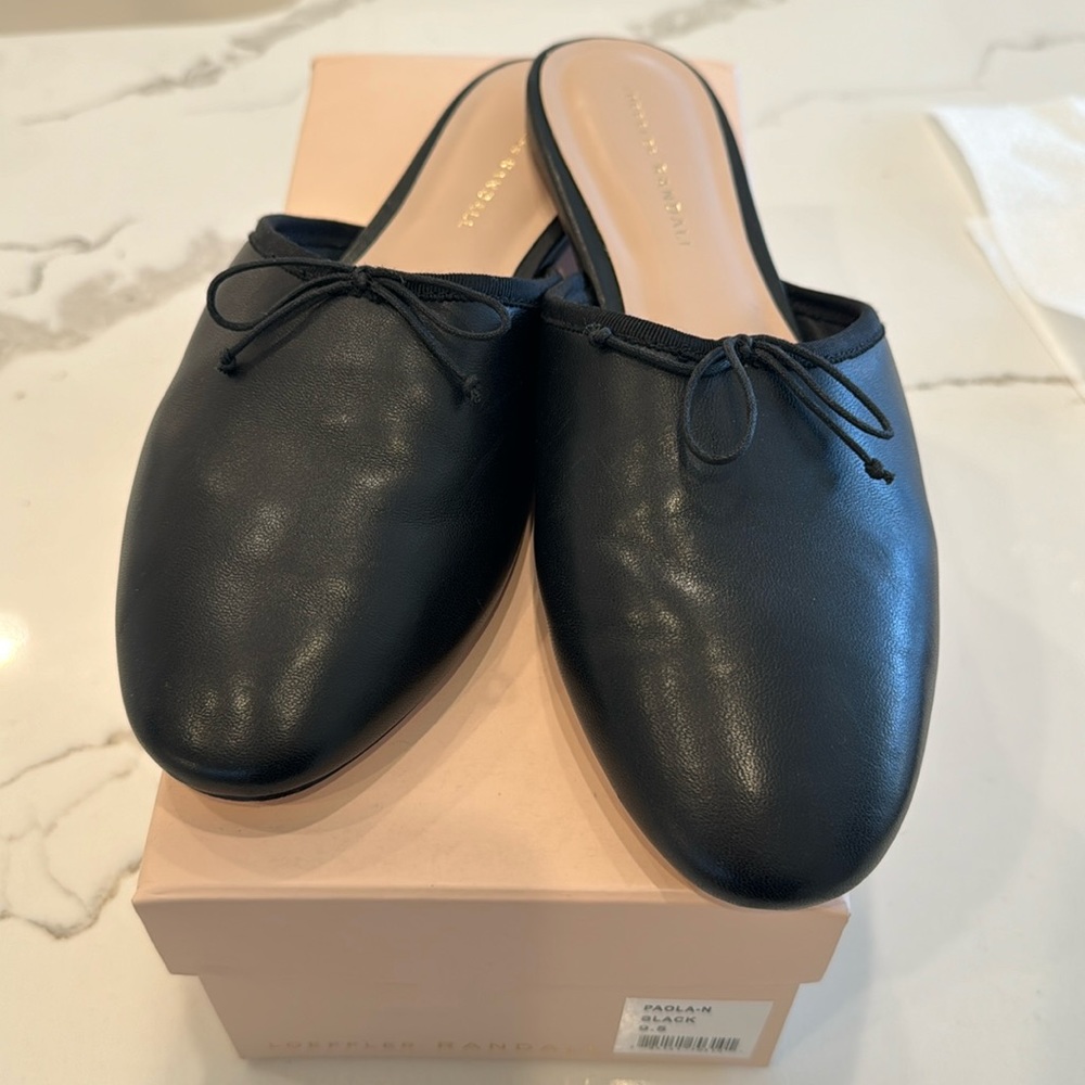EUC Loeffler Randall Paola Mules Black size 9.5